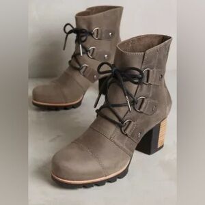 Sorrel Addington Brown Leather Lace Up Block Heel Ankle Boots Size 8